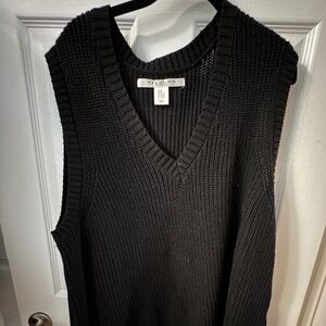 Max Studio Plus Size Black Ribbed Sweater Vest 2X V-Neck Knit Sleeveless Work Ca